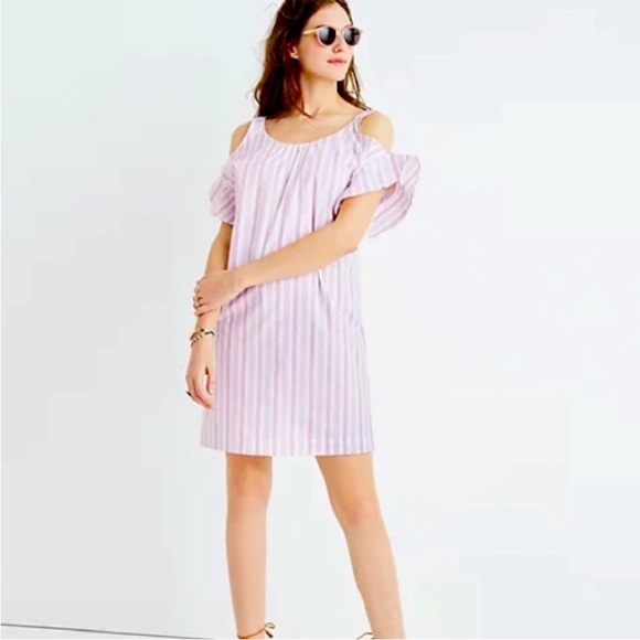 Madewell Rose Stripe Cold-Shoulder Dress Small *EUC* - Picture 2 of 8